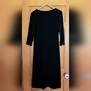 Chico's V neck black velvet dress